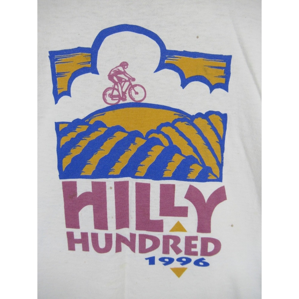 Vintage 90s Bloomington Indiana T-Shirt Hilly Hundred Bike Ride Adult XL 1996 - Picture 2 of 10